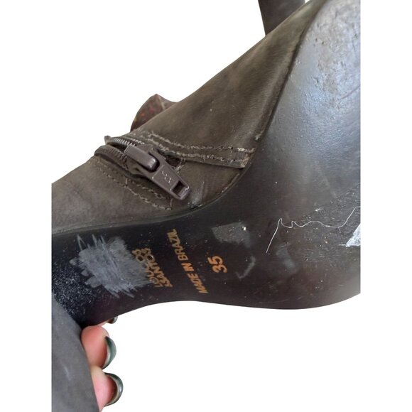 LOUCOS & SANTOS Gray Faux Fur Ankle Boots Size 35 / 5 - Picture 2 of 7